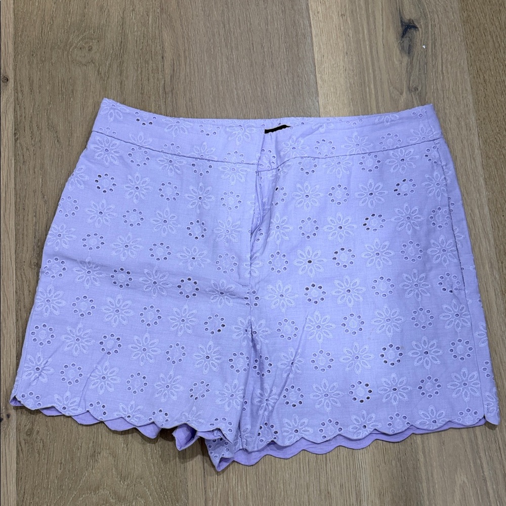 Ann Taylor Lavender Eyelet Scalloped Waist Shorts